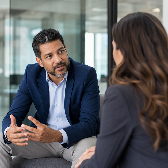 Male Corporate Leader in OneonOne Conversation-1 Male Corporate Leader in OneonOne Conversation-1