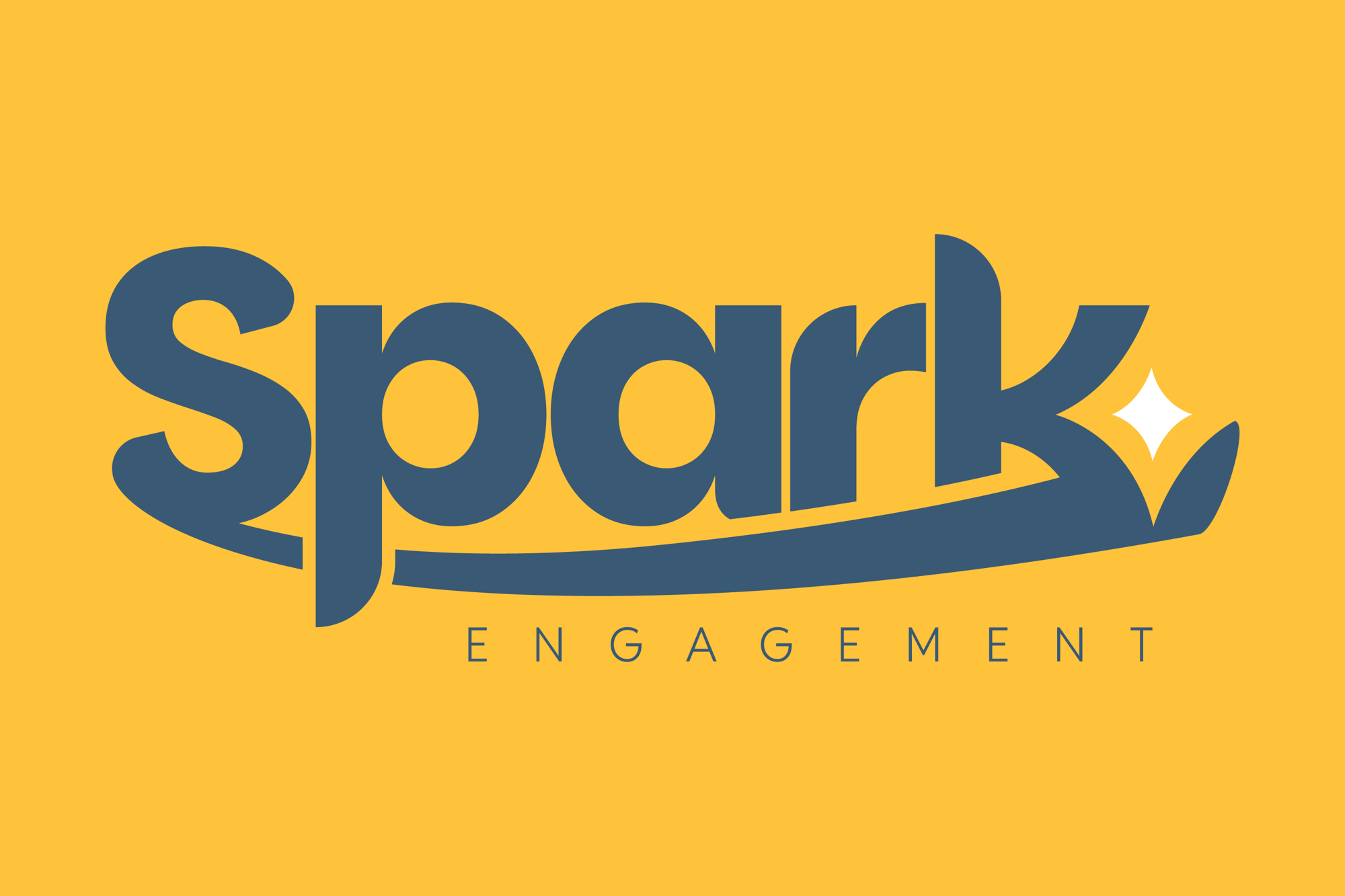 SPARK LOGO BLUE WHITE ON YELLOW BG